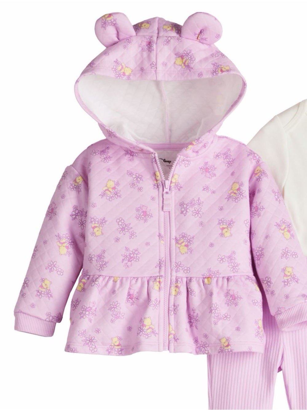 NEW Disney Jumping Beans Size 3M Winnie The Pooh Quilted Hoodie Zip Ear Hood